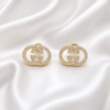 06ST0210 Crystal Oval Monogram-Inspired Stud Earrings