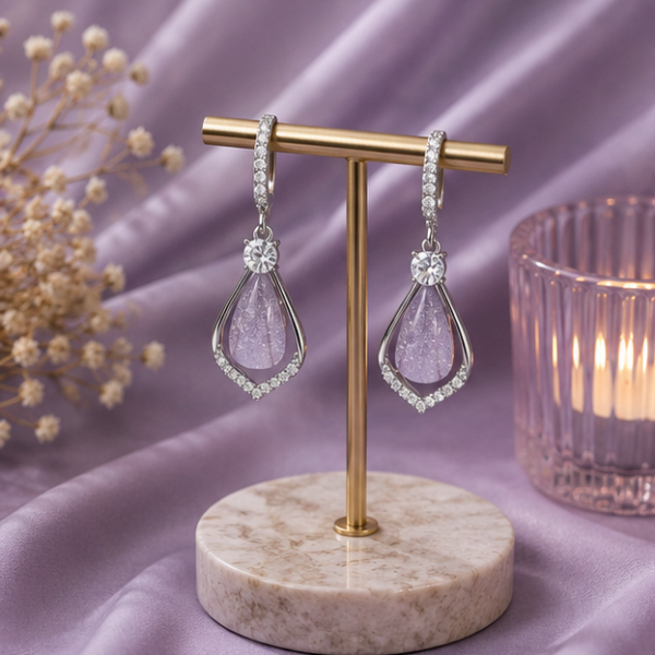 06ST0400 Lavender Teardrop Crystal Drop Earrings