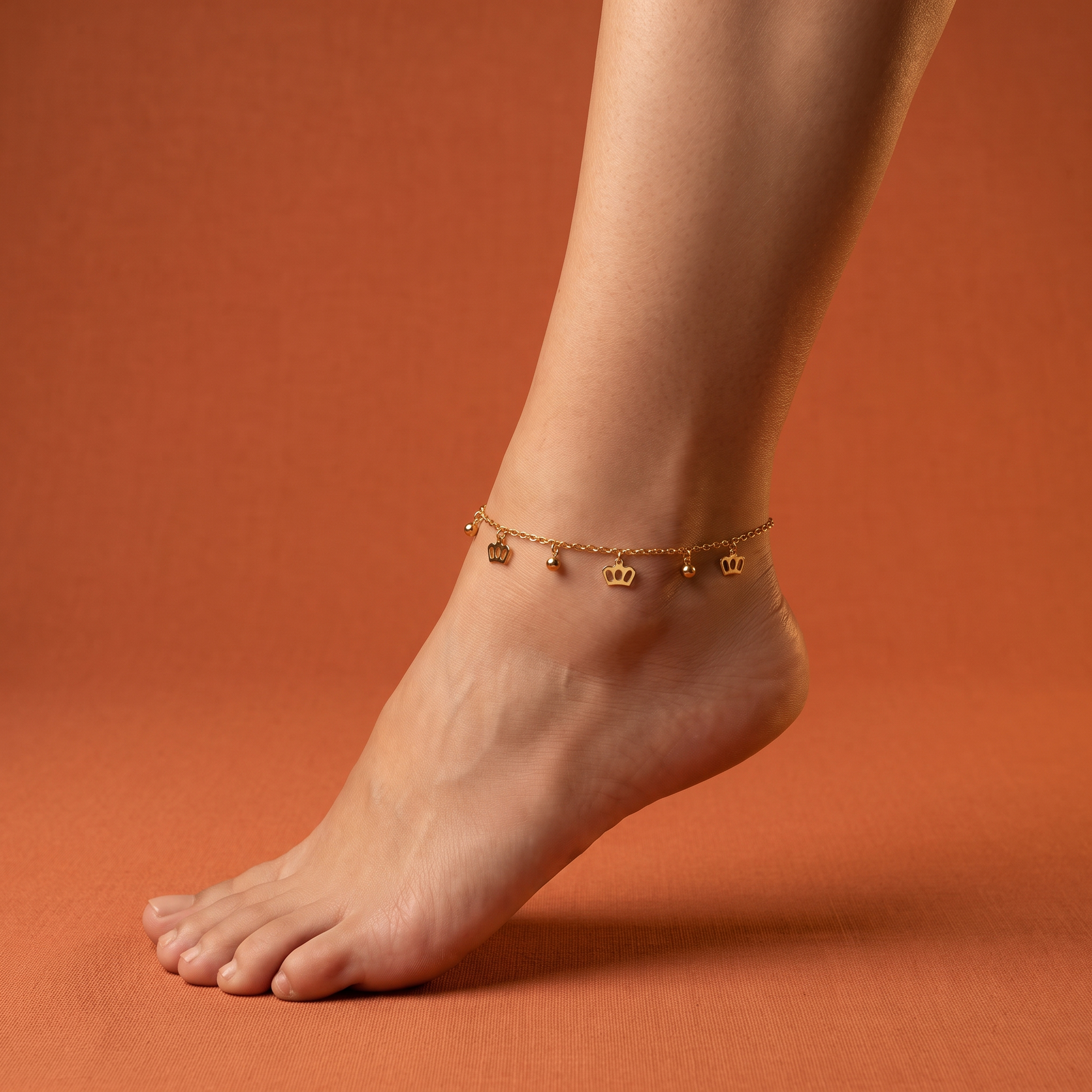 07ANK100(2) Golden Butterfly Charm Anklet(Pair)