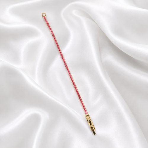 Ruby-Pink Crystal Tennis Bracelet