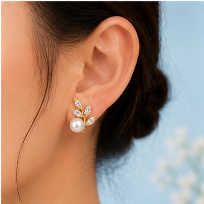 Pearl Leaf Studs