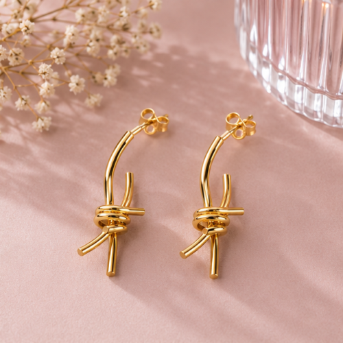 07ST0250 Curved Knot Drop Earrings
