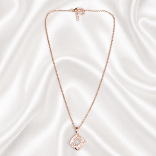 Geometric Diamond-Frame Crystal Necklace