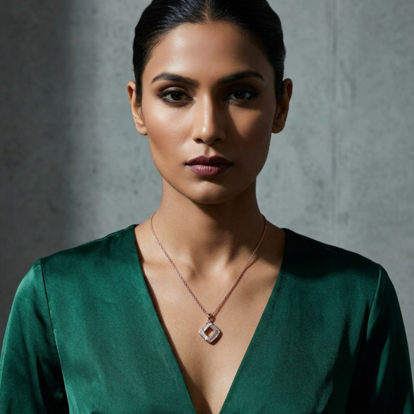 08CH0250(2) Geometric Diamond-Frame Crystal Necklace