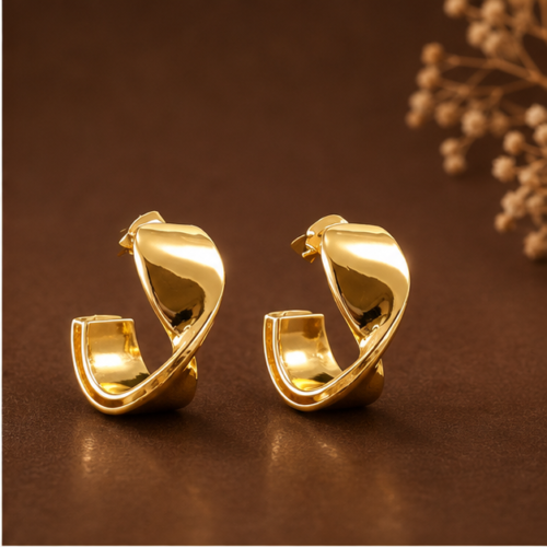 08ST0250 Interlocking Sculptural Hoop Earrings