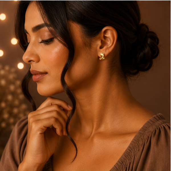 08ST0250(2) Interlocking Sculptural Hoop Earrings