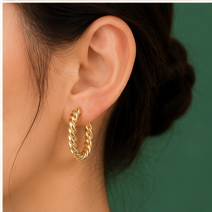 09ST0150(2) Golden Twist Hoops