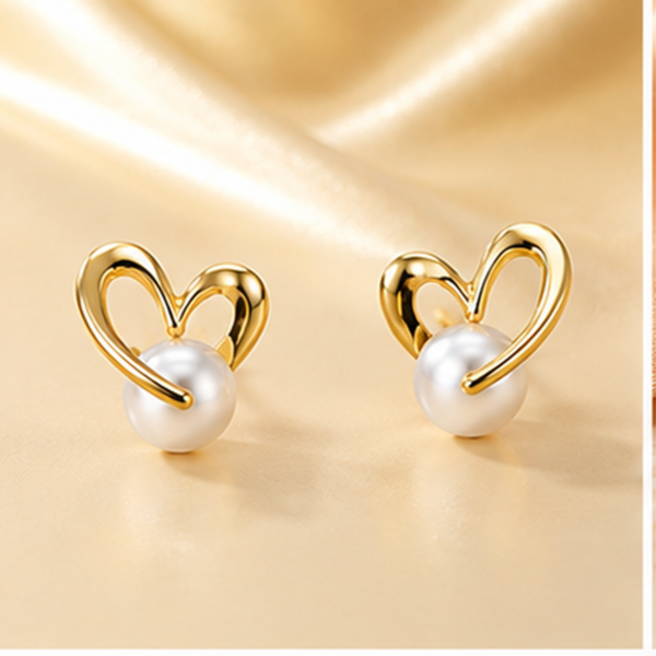 09ST0180 Pearl Heart Curve Studs