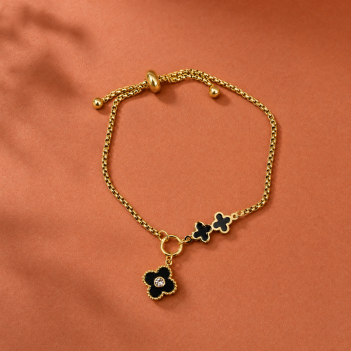 Black Flower Slider Bracelet