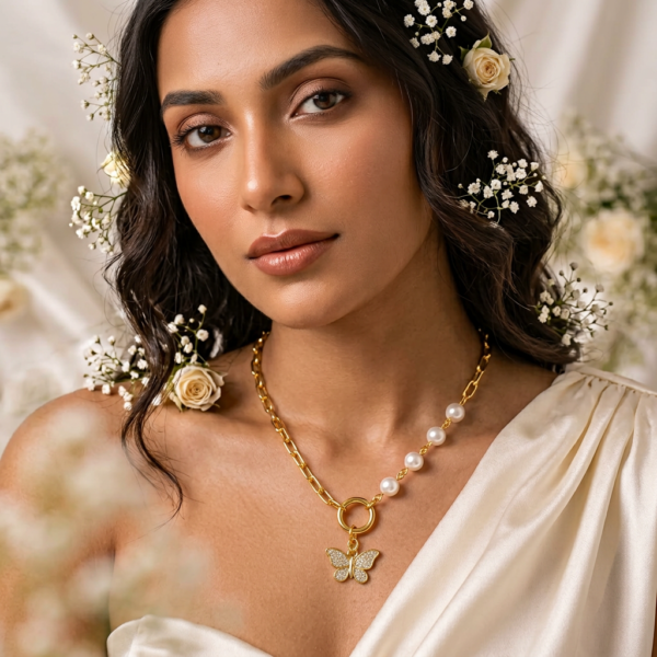 Pearl Link Butterfly Necklace