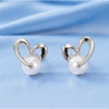 Silver Heart Pearl Studs