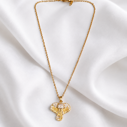 Pav? Elephant Pendant Necklace