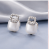 Crystal Frame Pearl Studs