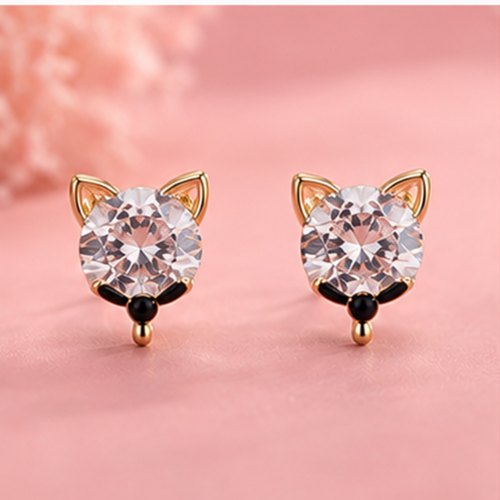 11ST0210 Crystal Cat Studs