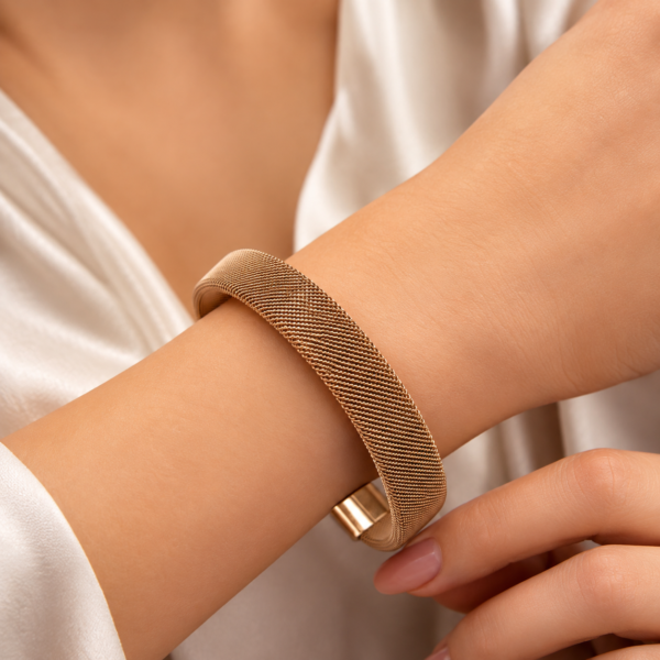 Rose Gold-Tone Mesh Bangle
