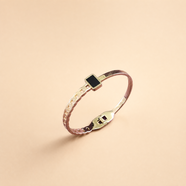 14KA0500 Black Accent Rose-Gold Bangle