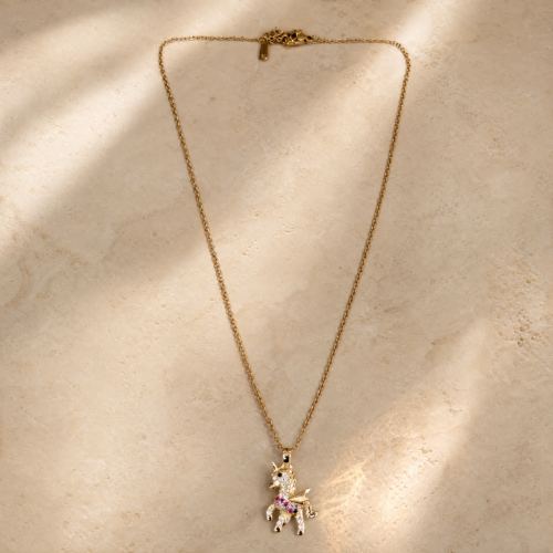 17CH0250 Jeweled Unicorn Pendant Necklace