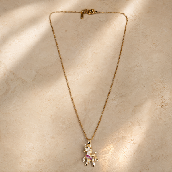 17CH0250 Jeweled Unicorn Pendant Necklace