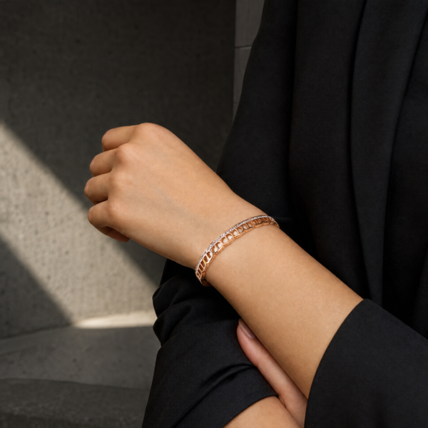18KA0500(2) Rose-Gold Oval Link Bangle