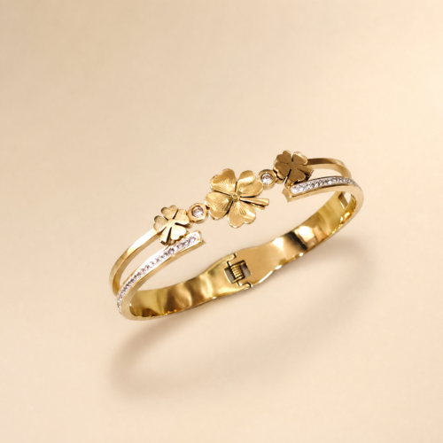 Floral Crystal Accent Bangle