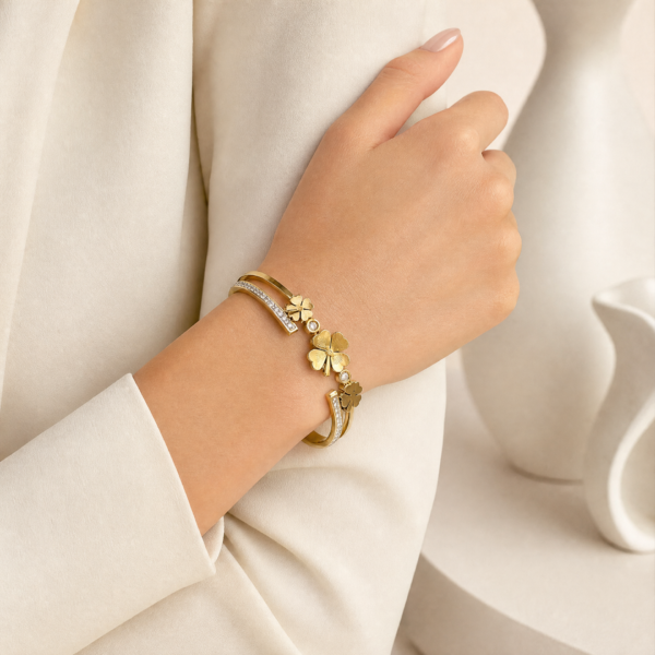 Floral Crystal Accent Bangle