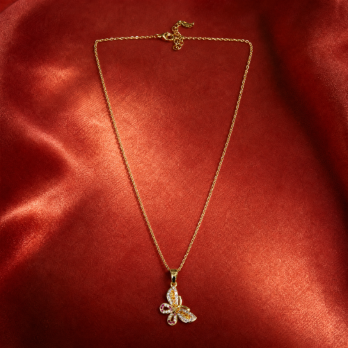 22CH0250 Multicolor Butterfly Pendant Necklace