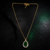 23CH0250 Emerald Teardrop Halo Necklace