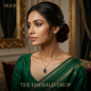 23CH0250(2) Emerald Teardrop Halo Necklace