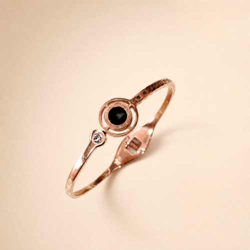 Black Oval Rose-Gold Bangle