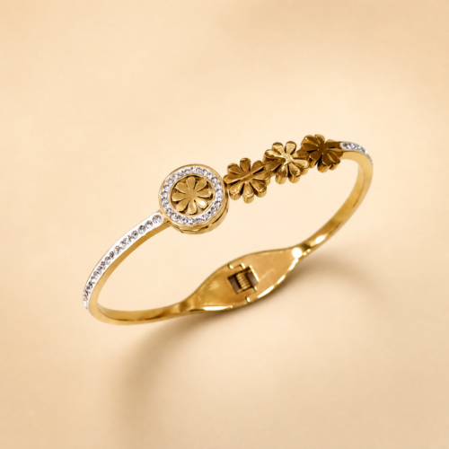 Floral Medallion Gold Bangle