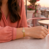 24KA0500(2) Floral Medallion Gold Bangle