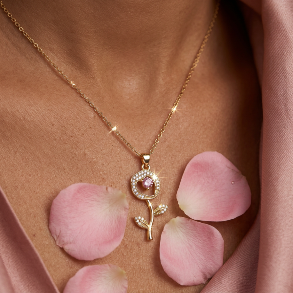 Pink Floral Stem Necklace