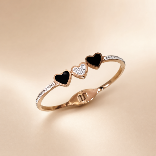 Black Heart Rose-Gold Bangle