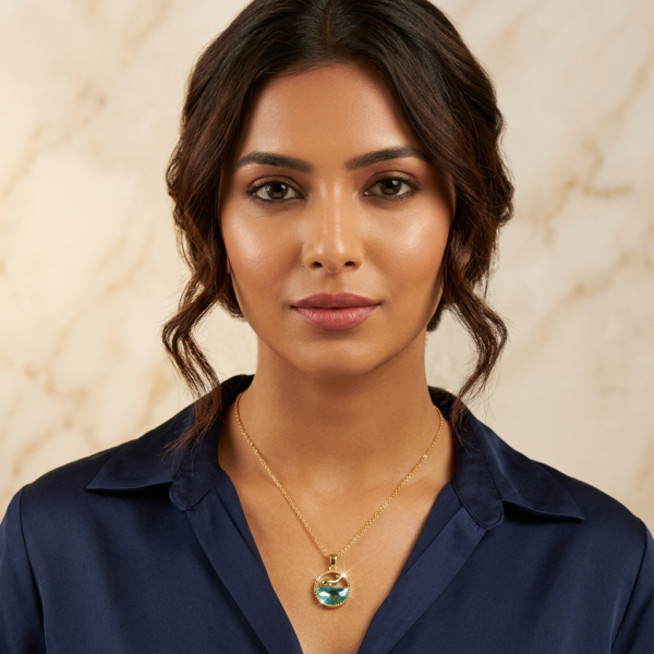 27CH0250(2) Dolphin Wave Pendant Necklace