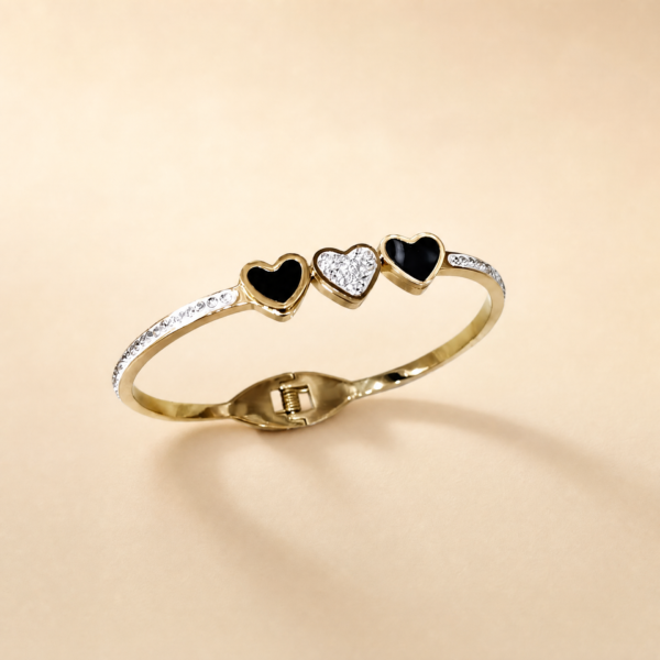 27KA0500 Two-Tone Heart Charm Bangle