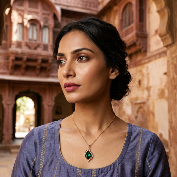 Emerald Leaf Teardrop Necklace