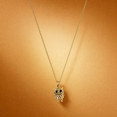 30CH0250 Textured Owl Pendant Necklace