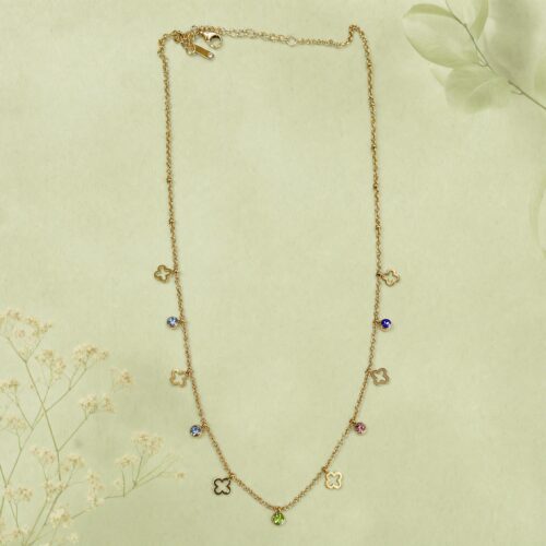 41CH0250 Multi-Color Stone Station Necklace