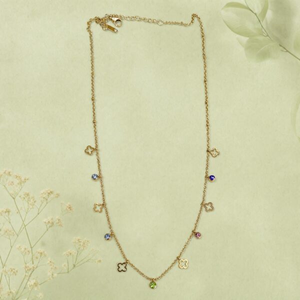 Multi-Color Stone Station Necklace