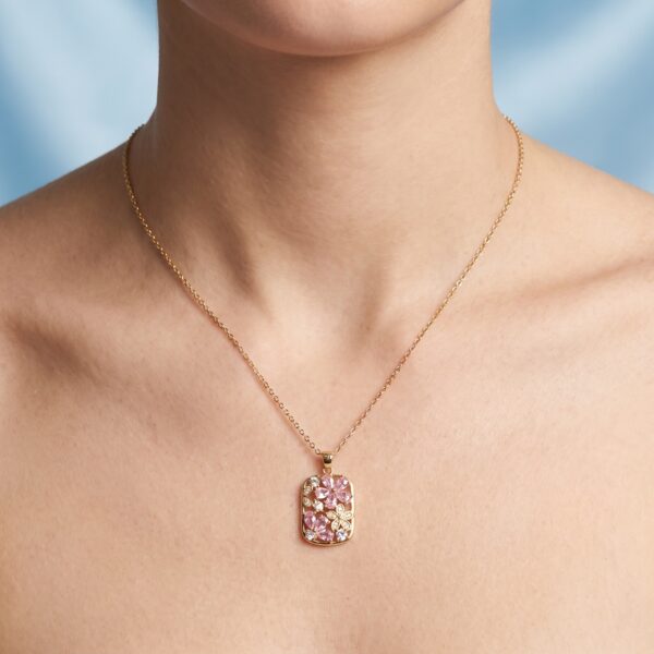 Floral Mosaic Rectangular Necklace